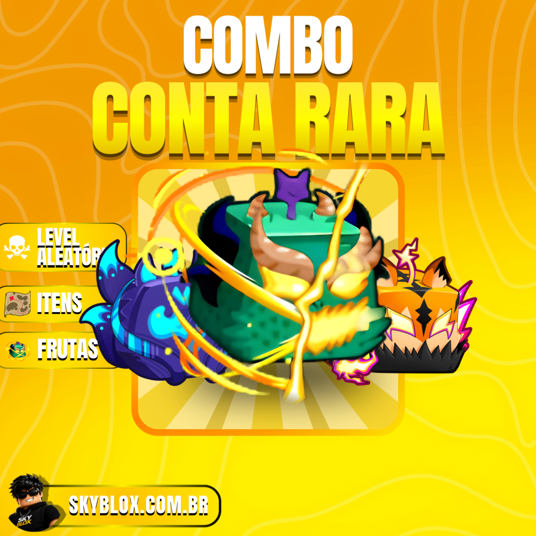 🎁 COMBO CONTA RARA!  Level Aleatório + Chance de Míticas